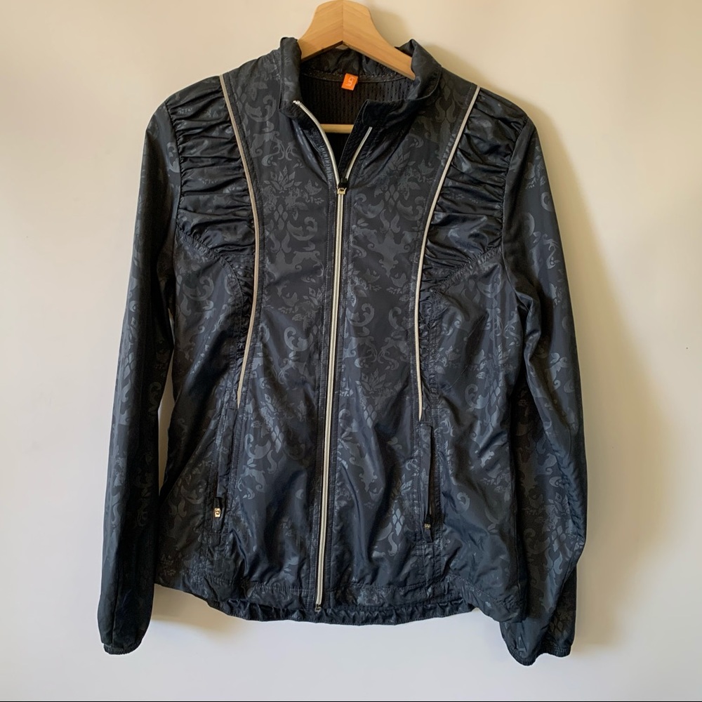 Lucy  Gray Blue Printed Zip Up Jacket